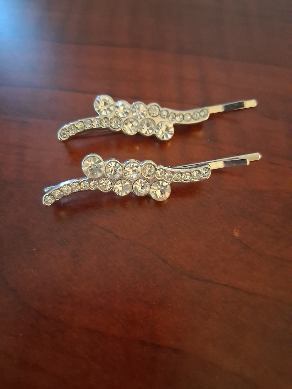 Sparkling Silver Crystal Hair Pin Set - Clear Rhinestones
